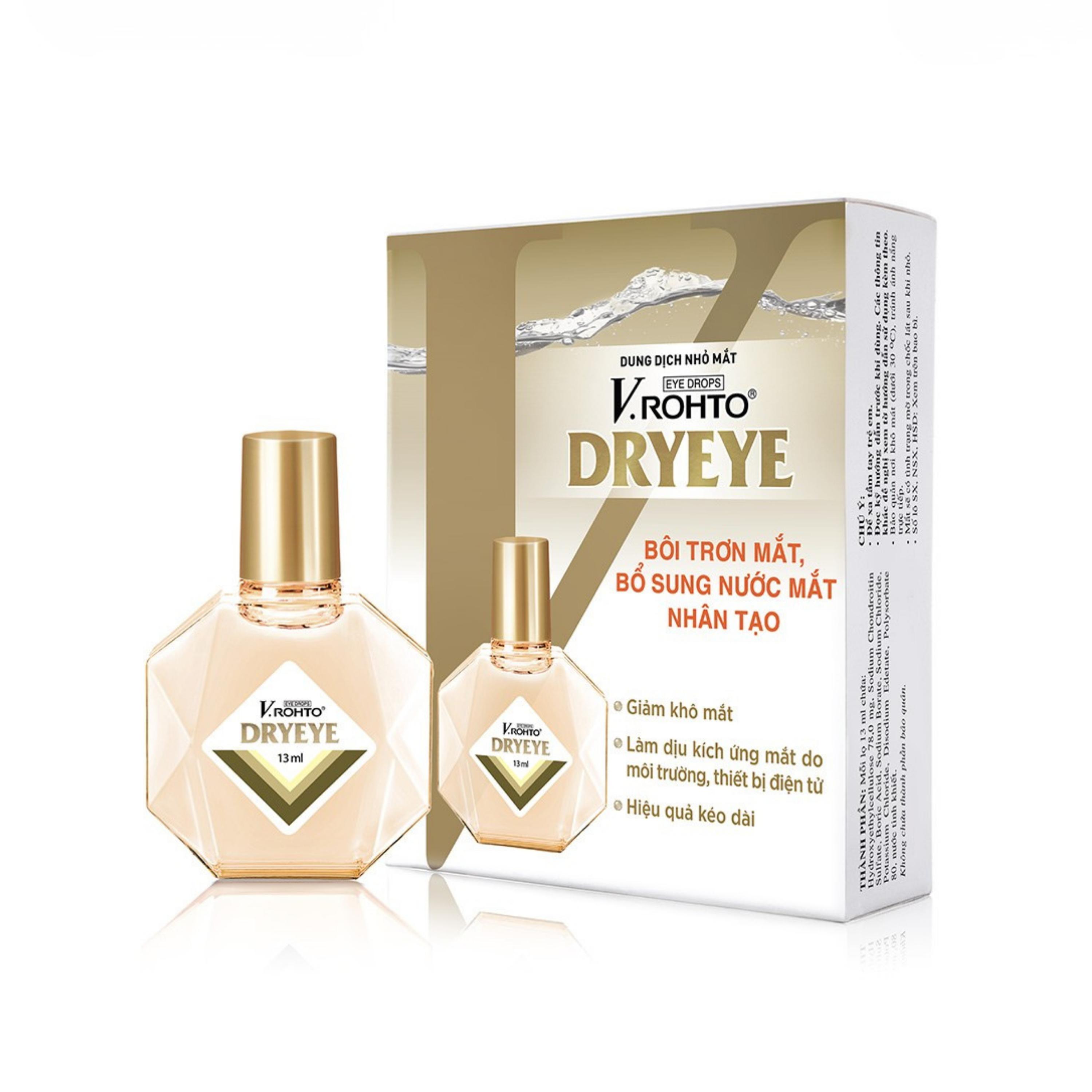 Nhỏ mắt V.Rohto Dryeye 13ml hỗ trợ bôi trơn mắt, bổ sung nước mắt nhân tạo