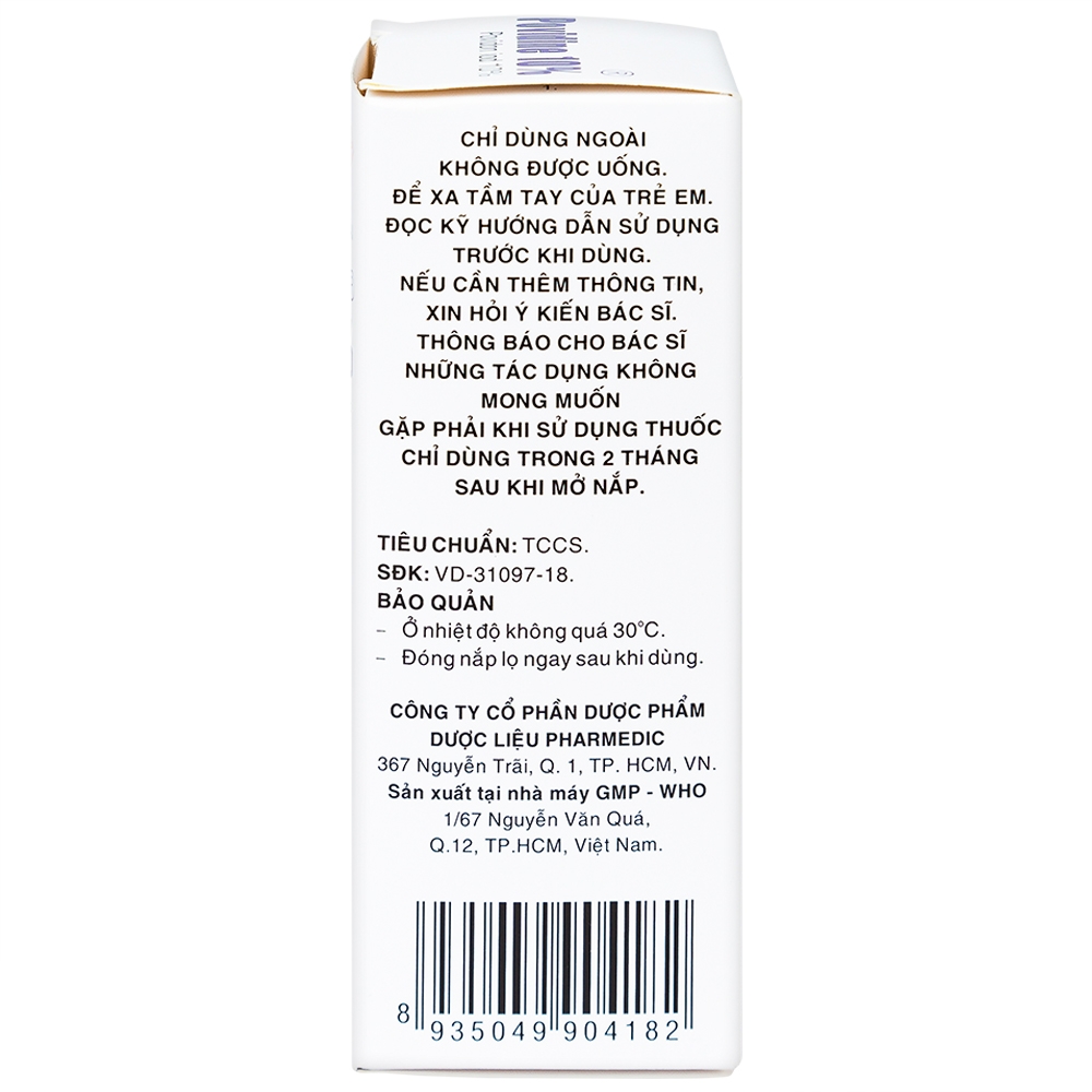 Dung dịch sát khuẩn Povidine 10% Pharmedic ngăn ngừa nhiễm khuẩn ở vết cắt, vết trầy (90ml)
