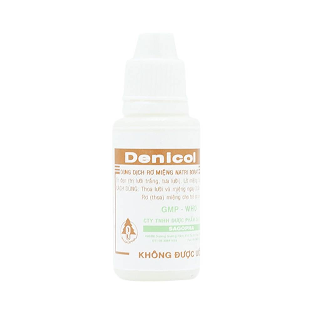 Dung dịch rơ miệng Denicol 20% Sagopha điều trị tưa lưỡi, lở miệng, sưng lợi (15ml)