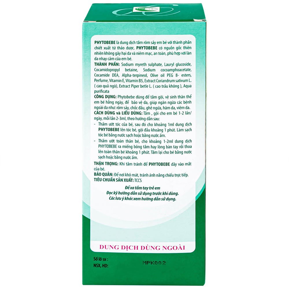 Dung dịch tắm Phyto Bebe Opodis làm giảm rôm sảy, giảm kích ứng (250ml)