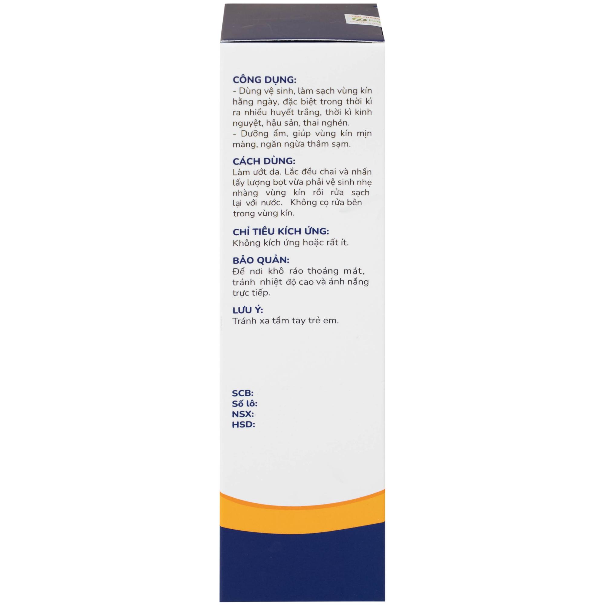 Dung dịch vệ sinh phụ nữ dạng bọt Natural Feminine Curcumin làm sạch, khử mùi, kháng khuẩn (160ml)