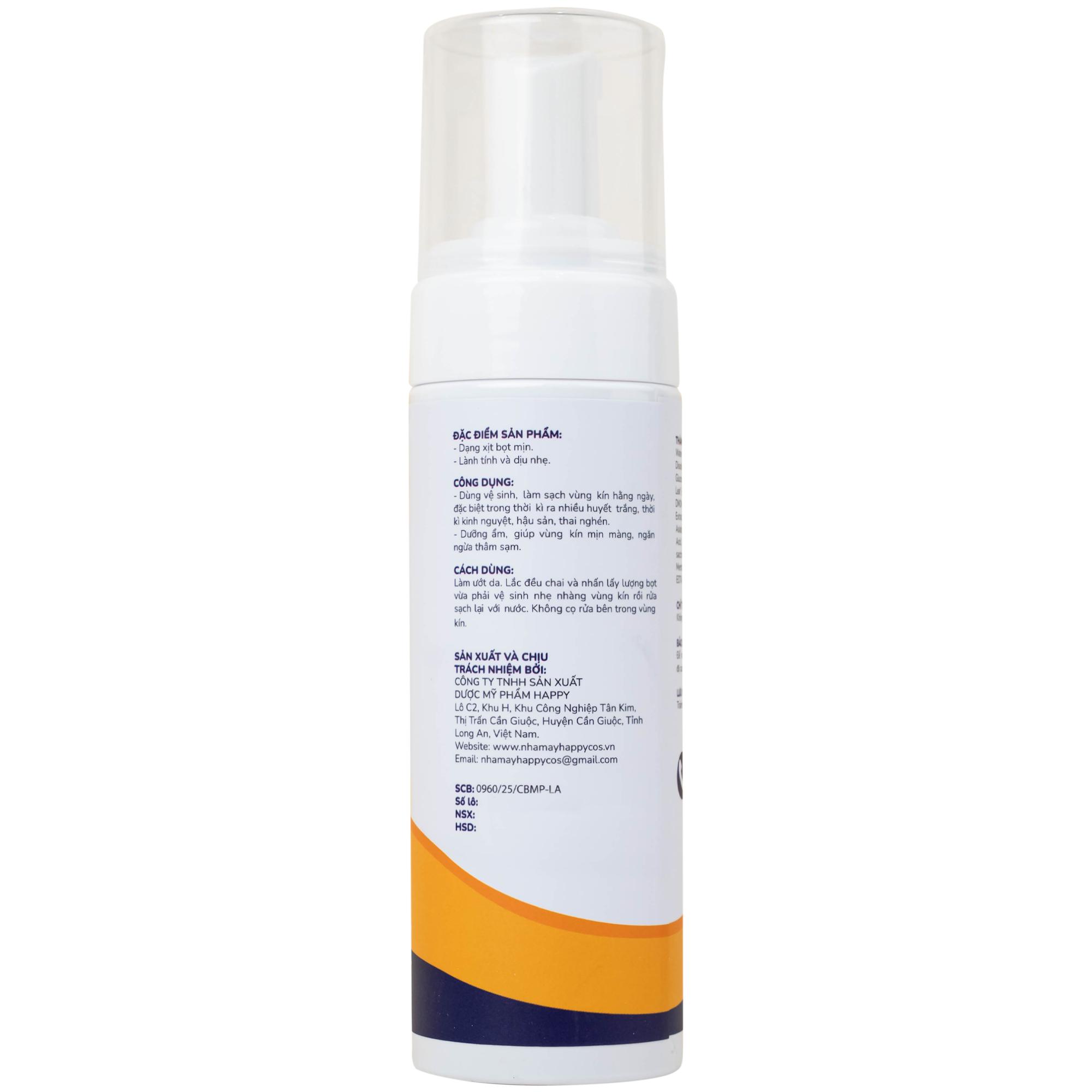 Dung dịch vệ sinh phụ nữ dạng bọt Natural Feminine Curcumin làm sạch, khử mùi, kháng khuẩn (160ml)