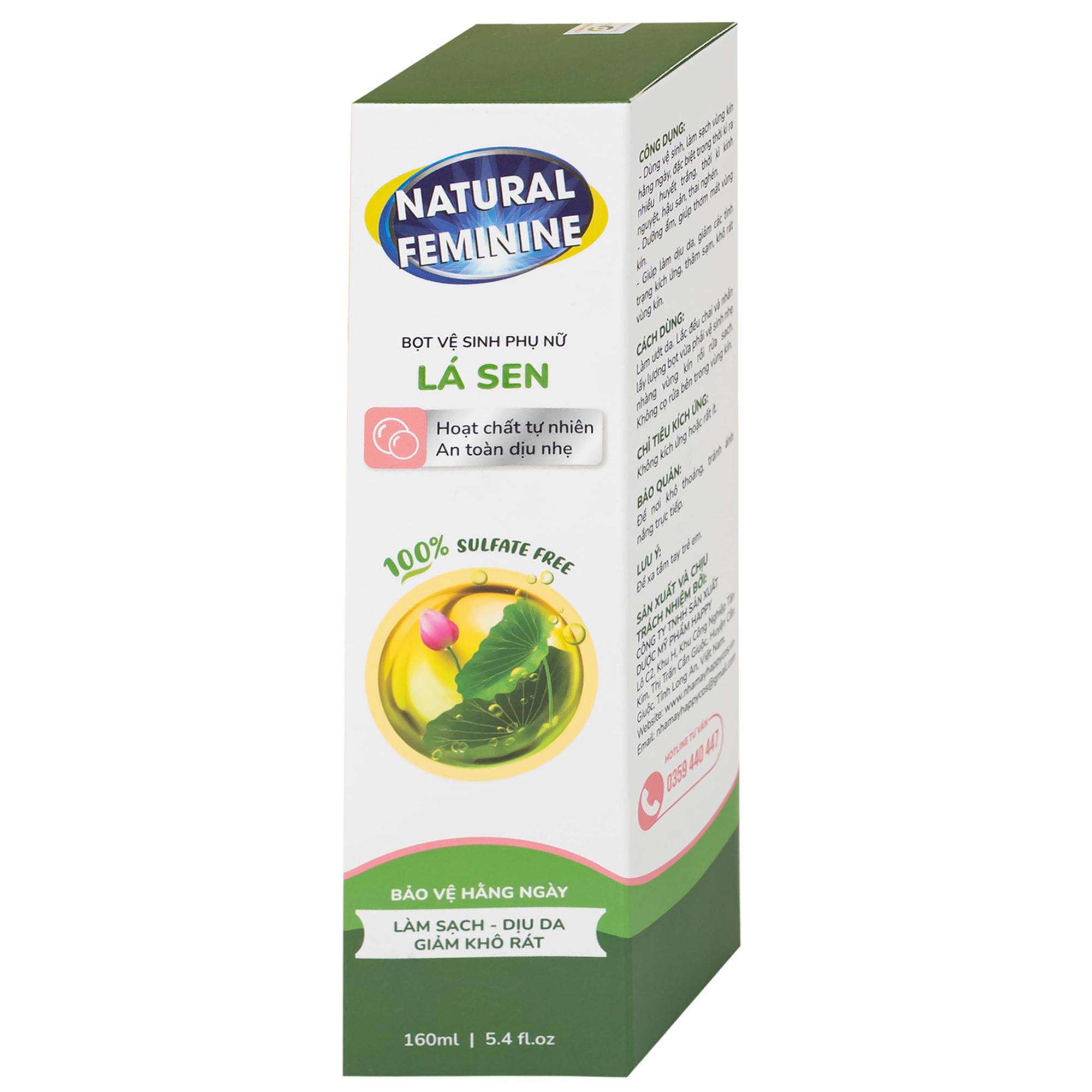 Dung dịch vệ sinh phụ nữ dạng bọt Natural Feminine làm sạch, không gây khô rát kích ứng (160ml)