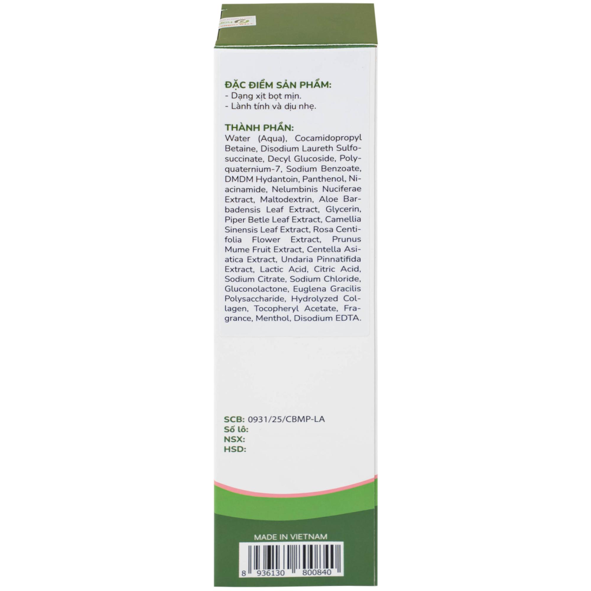 Dung dịch vệ sinh phụ nữ dạng bọt Natural Feminine làm sạch, không gây khô rát kích ứng (160ml)