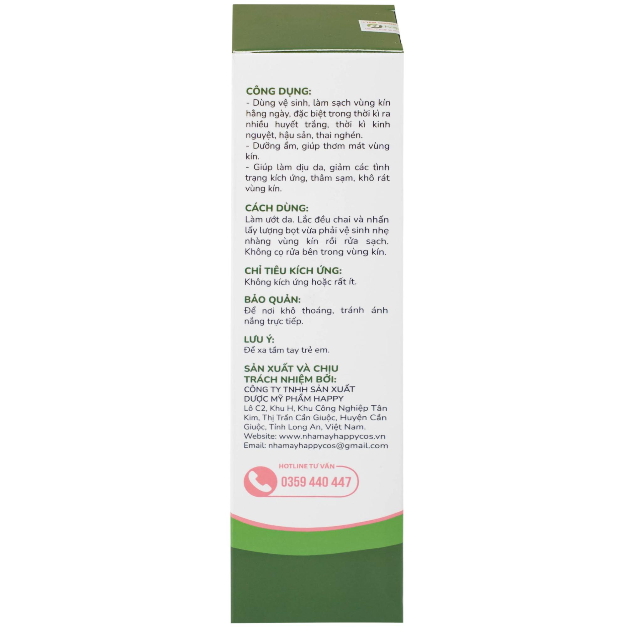 Dung dịch vệ sinh phụ nữ dạng bọt Natural Feminine làm sạch, không gây khô rát kích ứng (160ml)