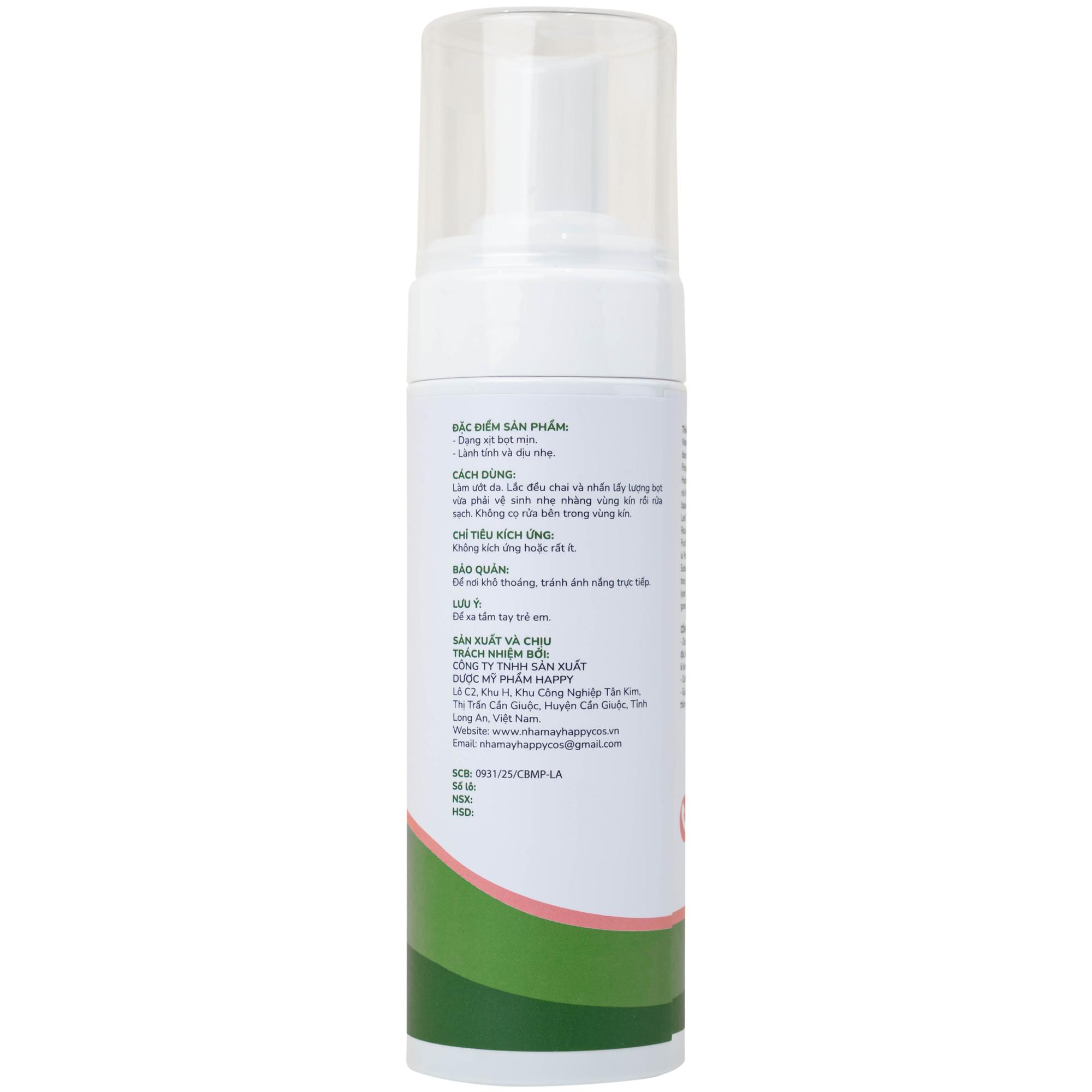 Dung dịch vệ sinh phụ nữ dạng bọt Natural Feminine làm sạch, không gây khô rát kích ứng (160ml)