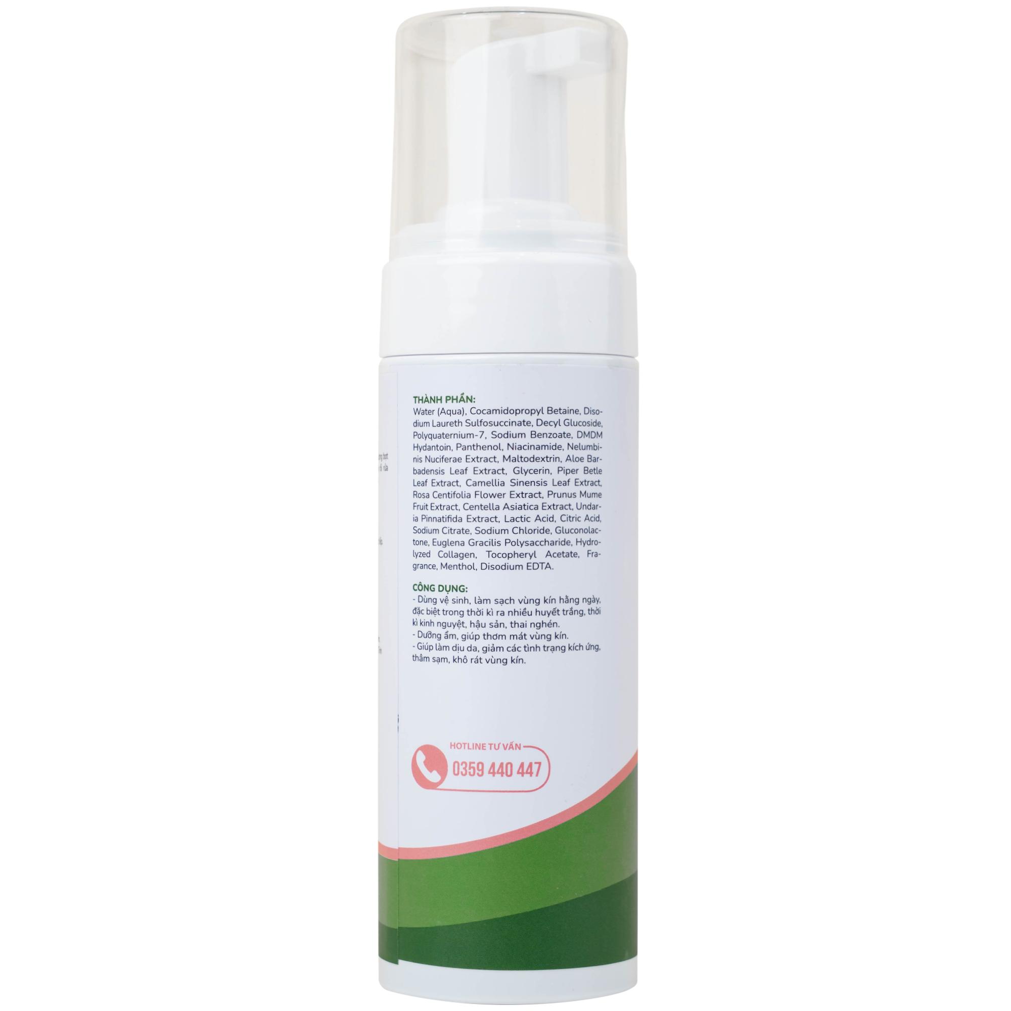 Dung dịch vệ sinh phụ nữ dạng bọt Natural Feminine làm sạch, không gây khô rát kích ứng (160ml)