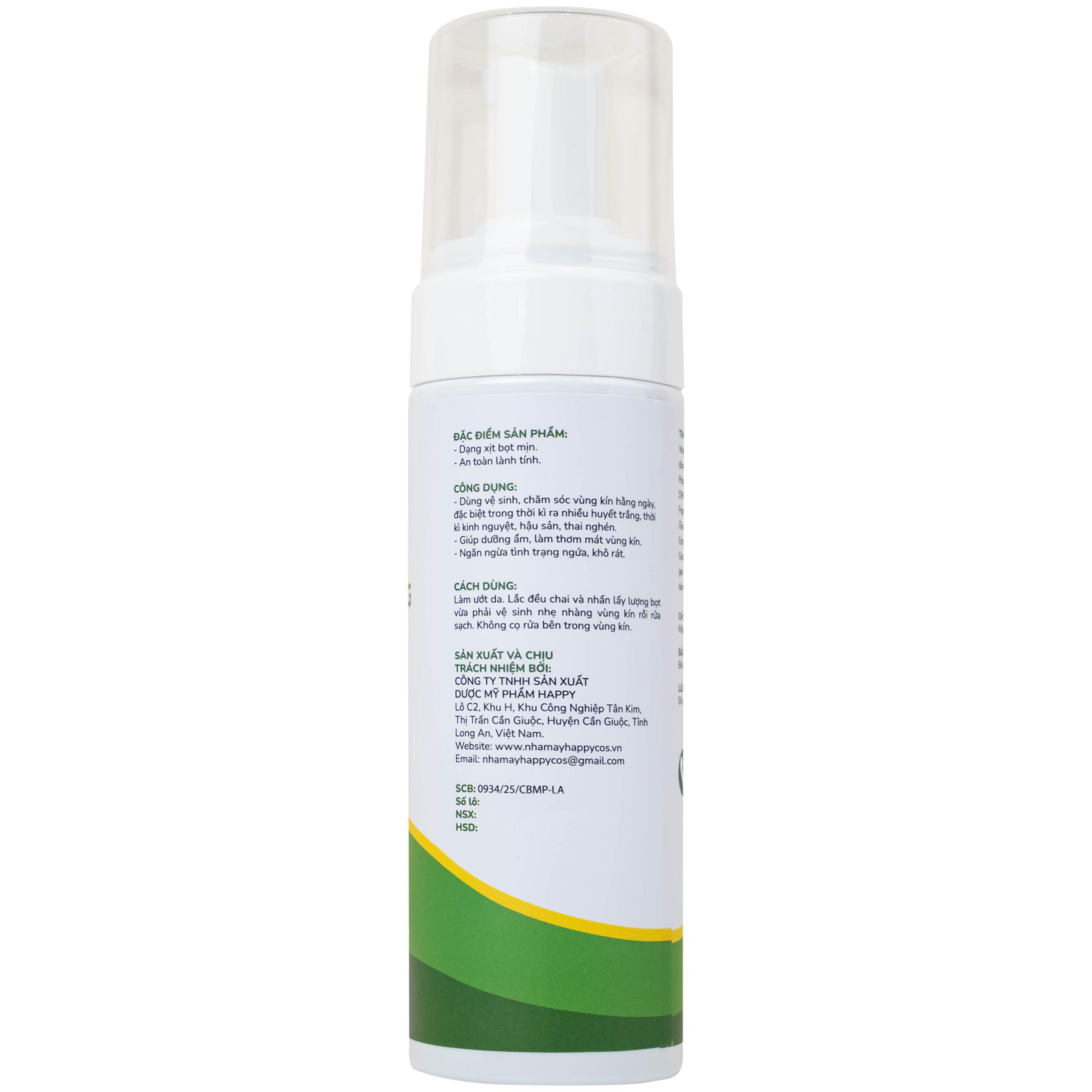 Dung dịch vệ sinh phụ nữ dạng bọt Natural Feminine Lá Trầu Không kháng khuẩn, vệ sinh nhẹ nhàng (160ml)