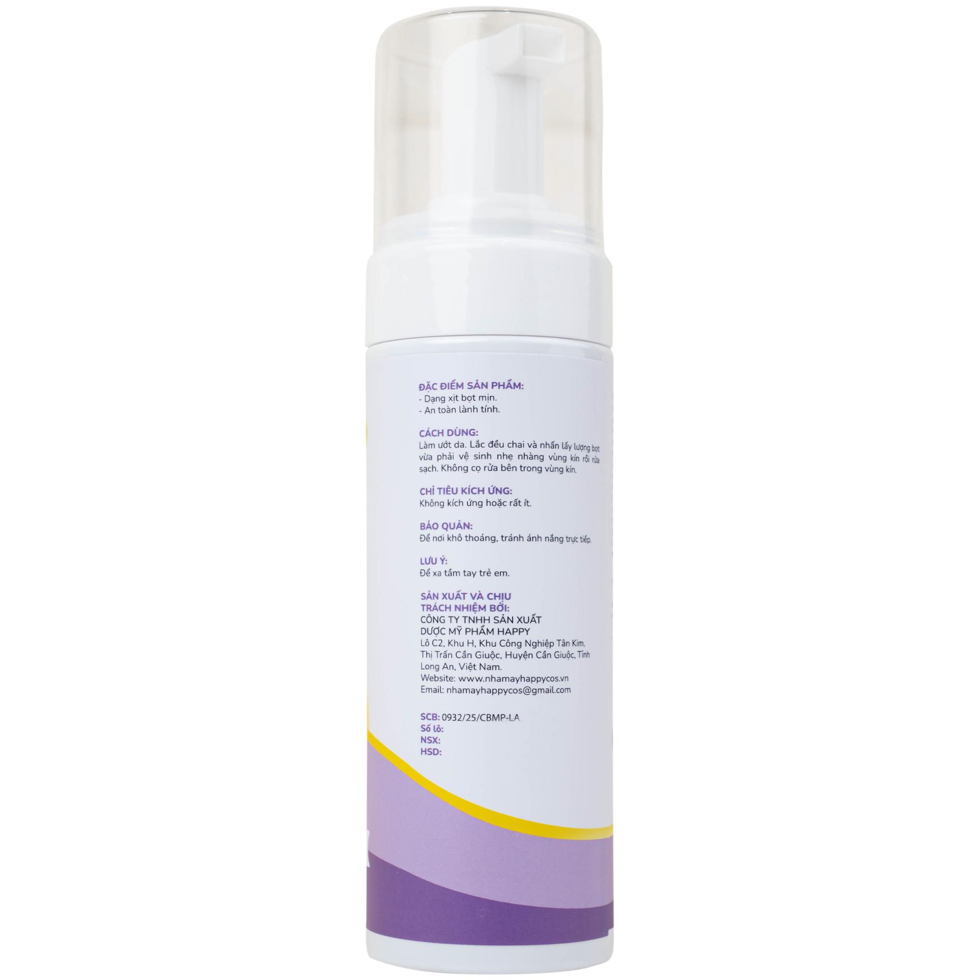 Dung dịch vệ sinh phụ nữ dạng bọt Natural Feminine Lavender làm sạch và bảo vệ vùng kín, duy trì cân bằng pH (160ml)