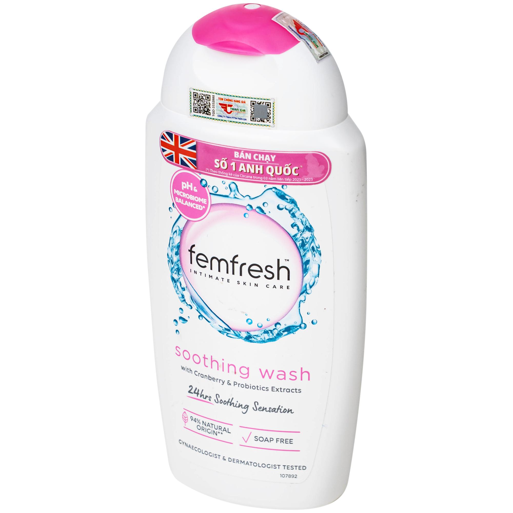 Dung dịch vệ sinh phụ nữ Femfresh Intima Skin Care Soothing Wash hỗ trợ điều trị viêm nhiễm phụ khoa (250ml)