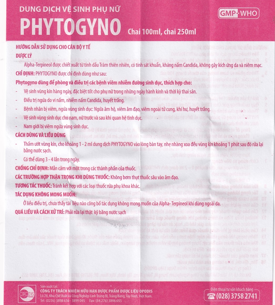 Dung dịch vệ sinh phụ nữ Phytogyno Opodis Pharma điều trị viêm nhiễm đường sinh dục (100ml)