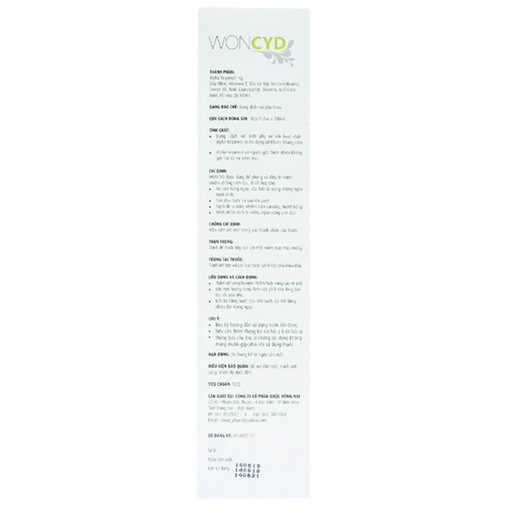 Dung dịch vệ sinh phụ nữ Woncyd phòng và điều trị viêm nhiễm đường sinh dục (200ml)