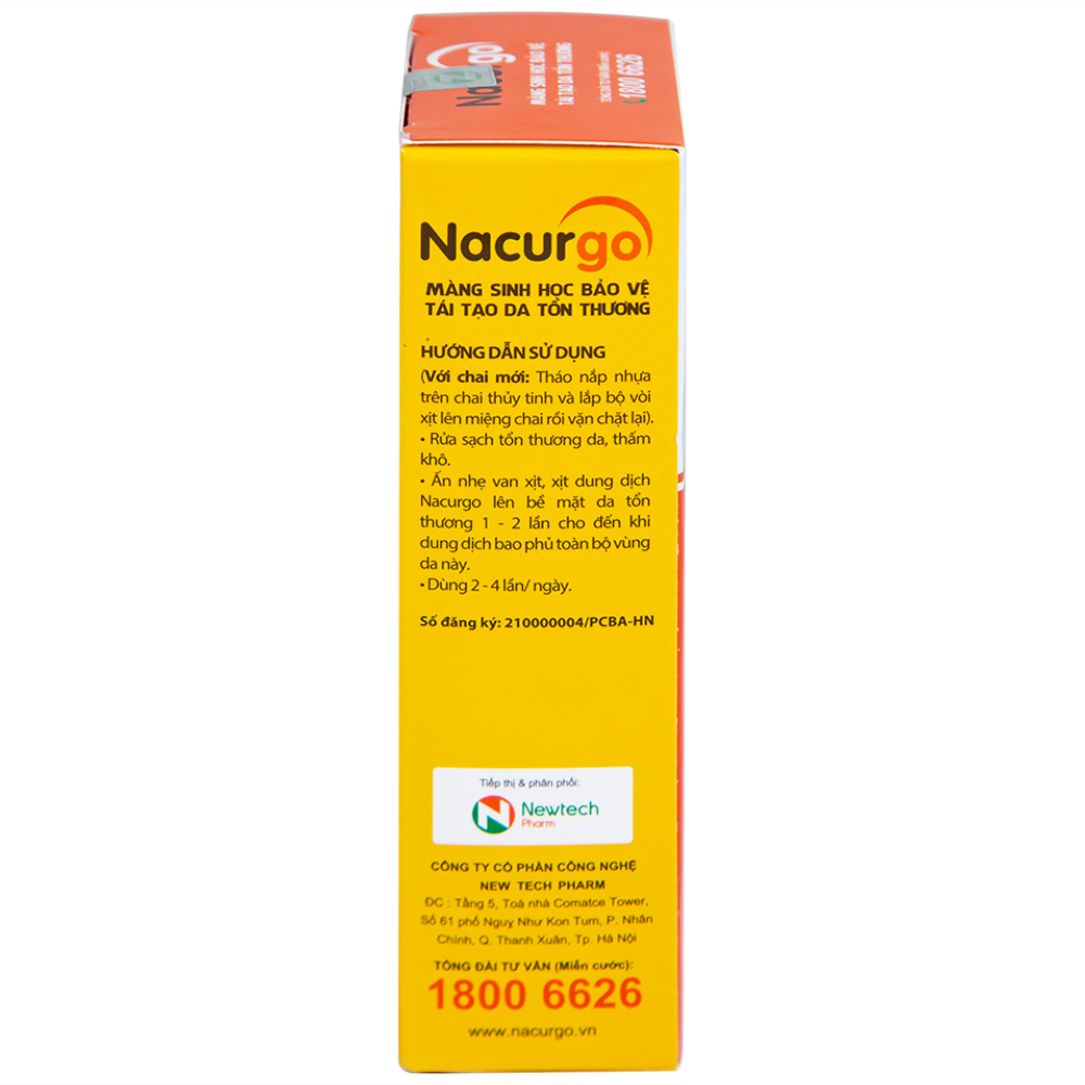 Dung dịch xịt tạo màng sinh học Nacurgo Newtech bảo vệ da tổn thương 30ml