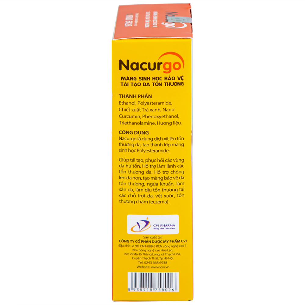 Dung dịch xịt tạo màng sinh học Nacurgo Newtech bảo vệ da tổn thương 30ml