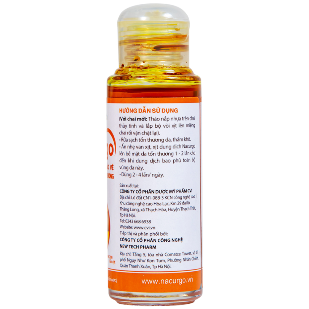Dung dịch xịt tạo màng sinh học Nacurgo Newtech bảo vệ da tổn thương 30ml