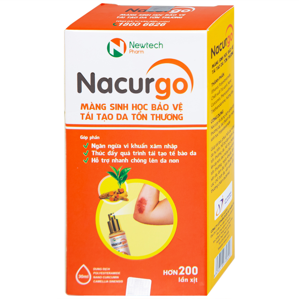 Dung dịch xịt tạo màng sinh học Nacurgo Newtech bảo vệ da tổn thương 30ml
