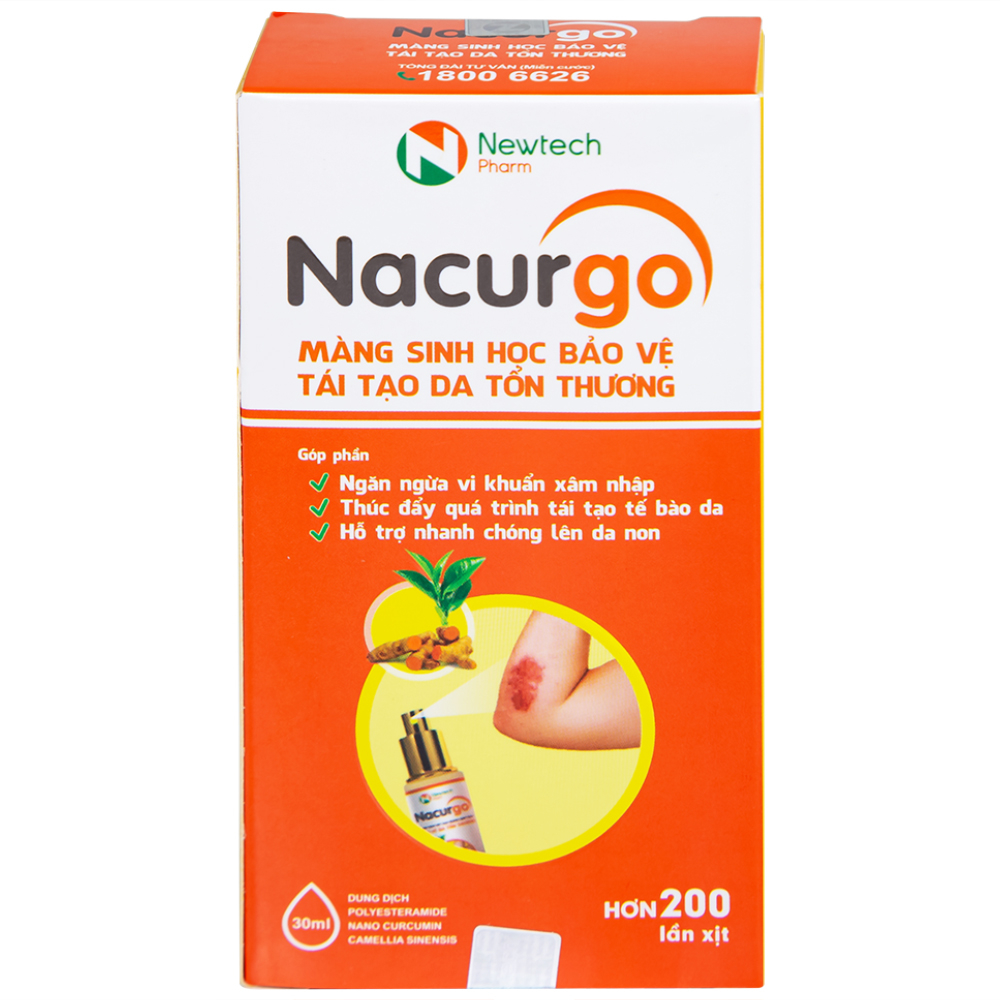 Dung dịch xịt tạo màng sinh học Nacurgo Newtech bảo vệ da tổn thương 30ml