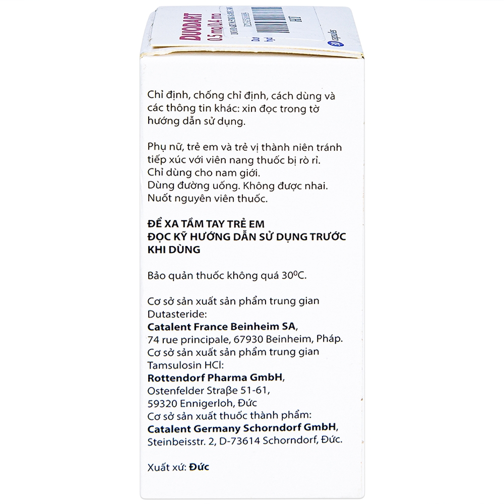 Thuốc Duodart 0.5mg/0.4mg GSK điều trị bệnh phì đại lành tính tuyến tiền liệt (30 viên)