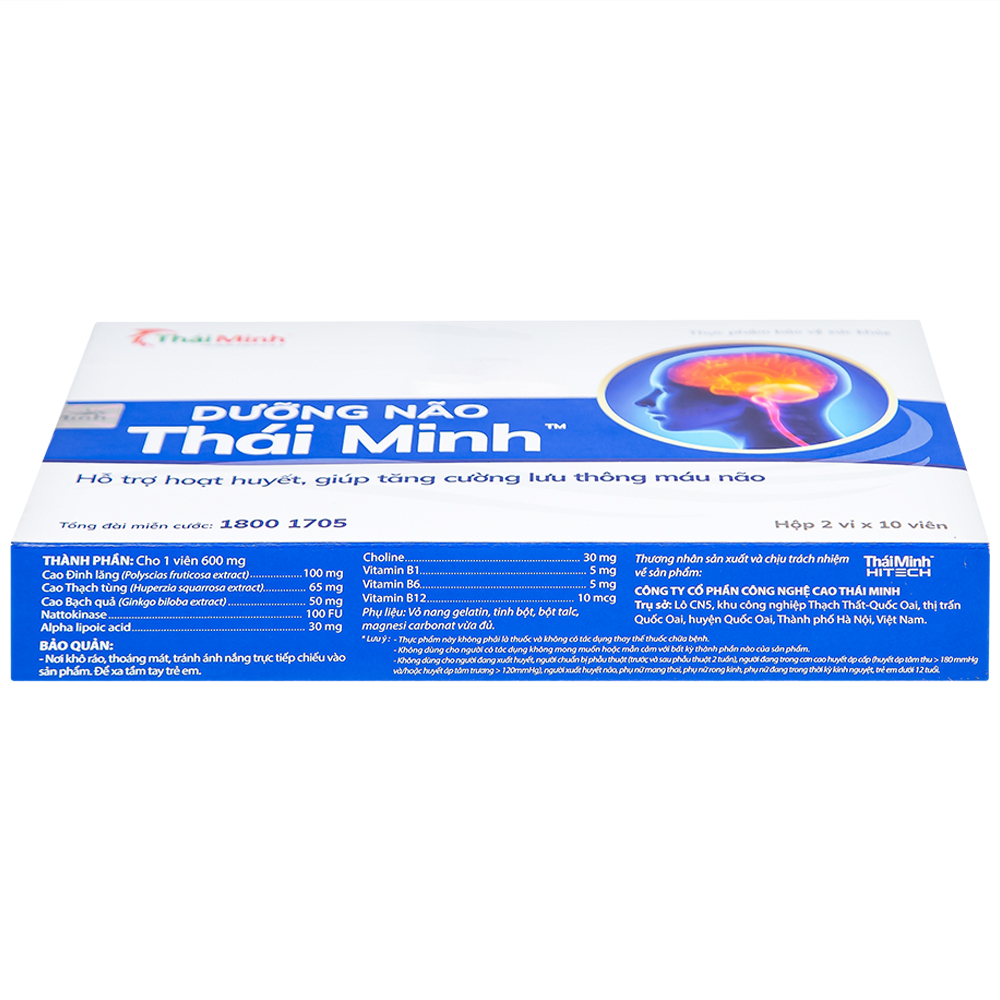 Viên tăng lưu thông máu não Dưỡng Não Thái Minh (2 vỉ x 10 viên)
