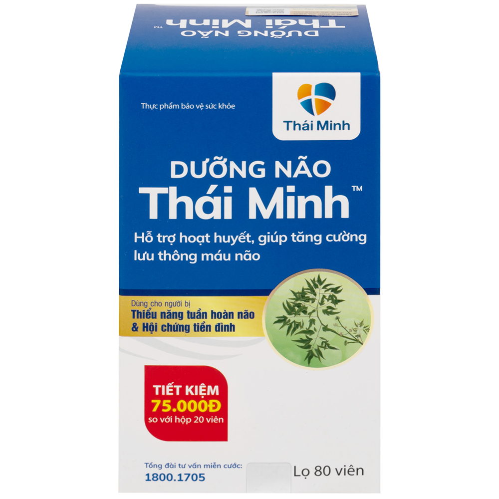 Viên tăng lưu thông máu não Dưỡng Não Thái Minh ((80 viên)