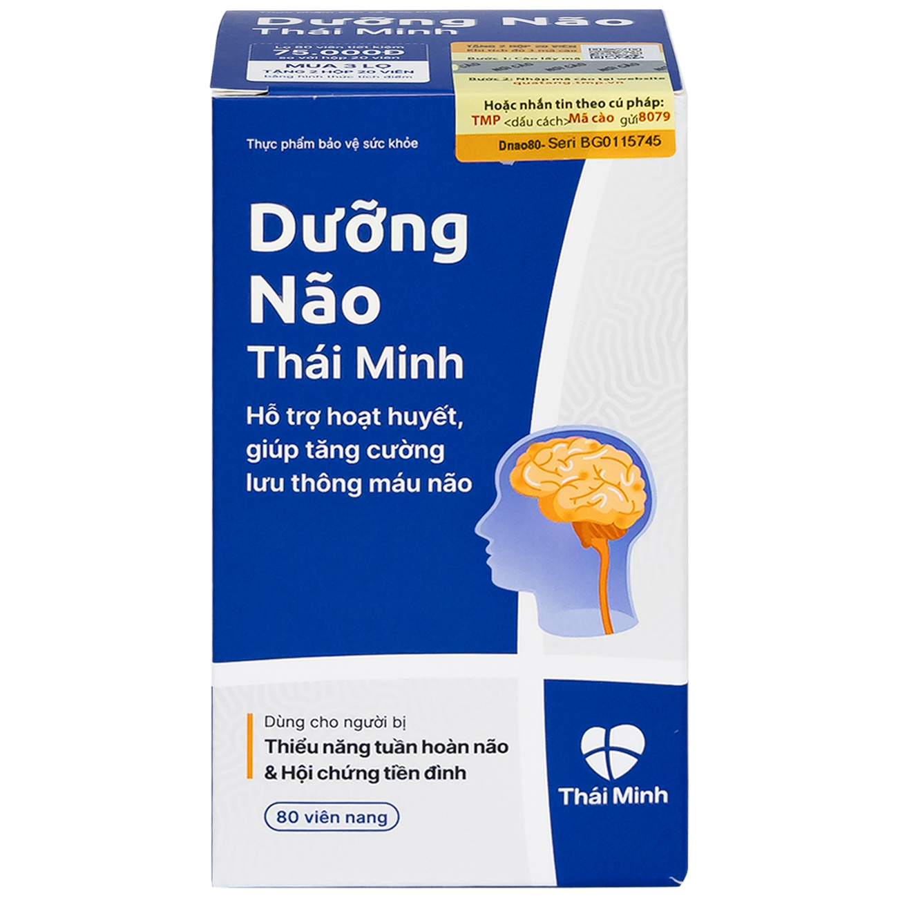 Viên tăng lưu thông máu não Dưỡng Não Thái Minh ((80 viên)