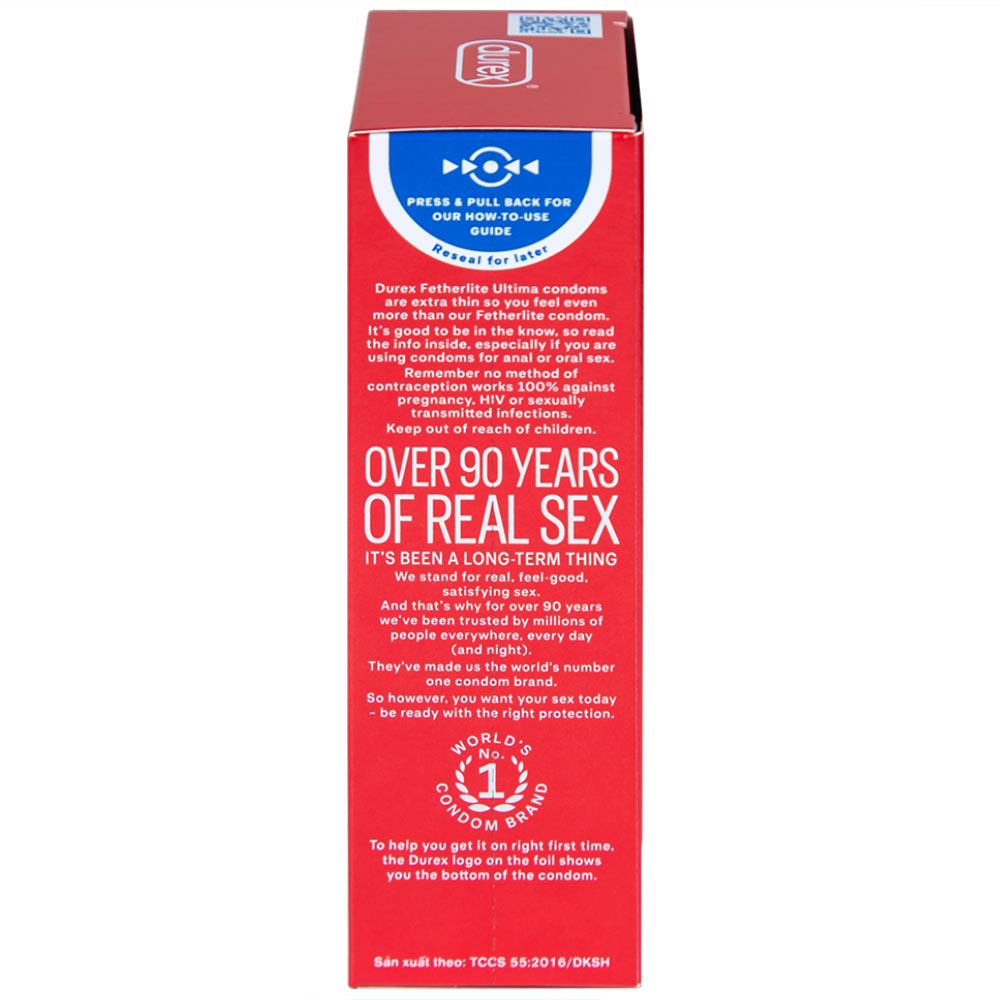 Bao cao su Durex Fetherlite Ultima siêu mỏng dùng tránh thai và các bệnh lây nhiễm (12 cái)