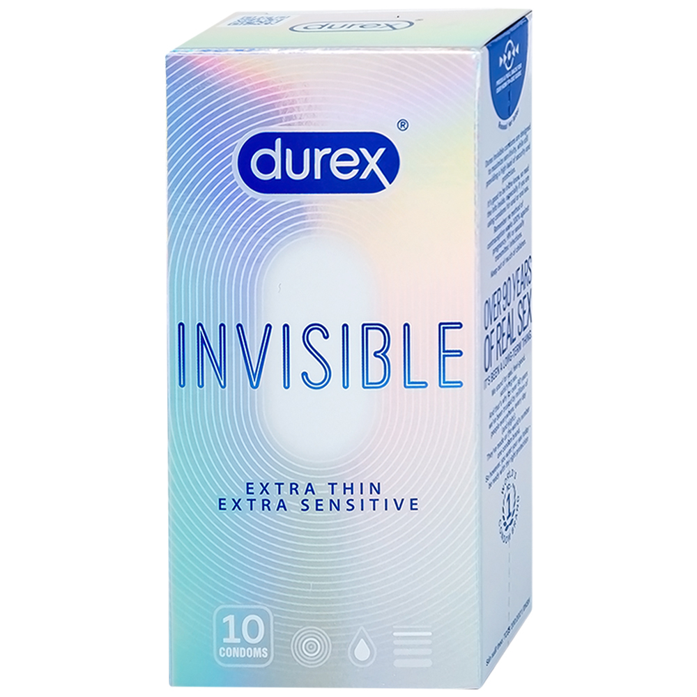Bao cao su Durex Invisible Extra Thin Extra Sensitive siêu mỏng, vừa vặn và ôm sát (10 cái)