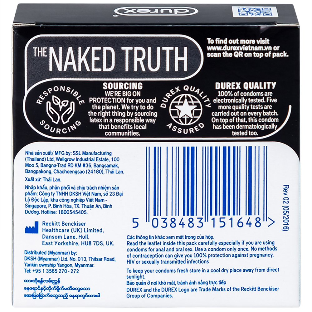 Bao cao su Durex Kingtex ôm sát, vừa vặn (49mm - 3 cái)