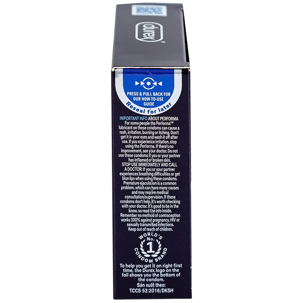 Bao cao su Durex Performa chứa nhiều gel làm mát, kéo dài thời gian quan hệ (3 cái)