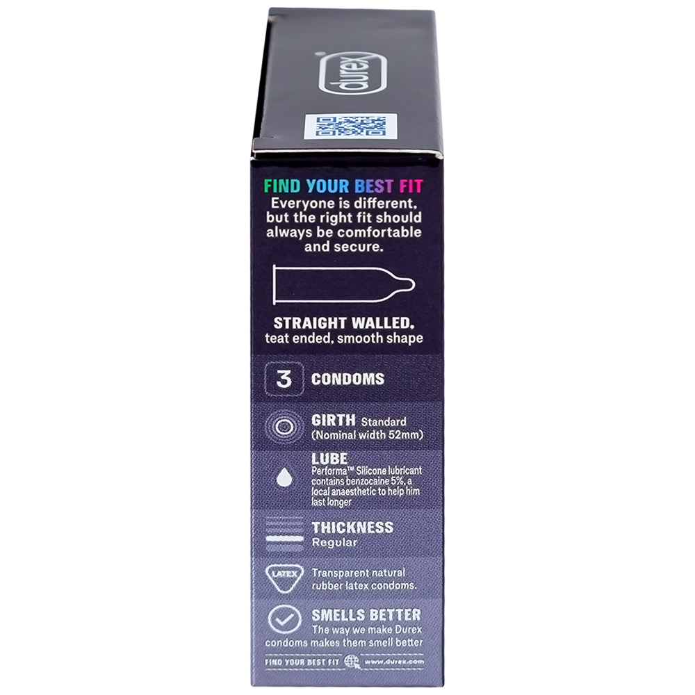 Bao cao su Durex Performa chứa nhiều gel làm mát, kéo dài thời gian quan hệ (3 cái)