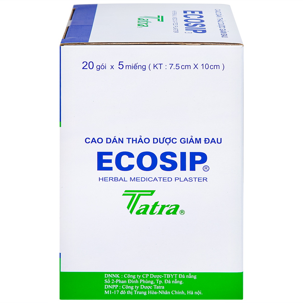 Cao dán thảo dược Ecosip Tatra giảm đau vai, đau lưng (20 gói x 5 miếng)