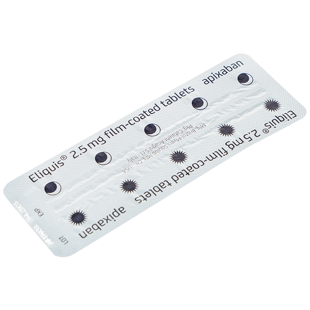 Thuốc Eliquis 2.5mg Pfizer phòng ngừa biến cố thuyên tắc huyết khối tĩnh mạch, đột quỵ (20 viên)
