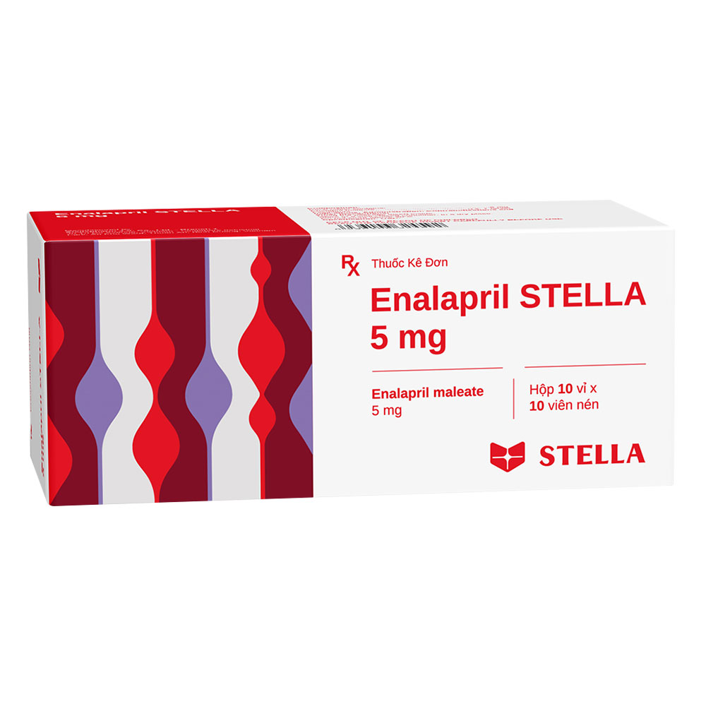 Thuốc Enalapril 5mg Stella Pharm kiểm soát tăng huyết áp từ nhẹ đến nặng (10 vỉ x 10 viên)
