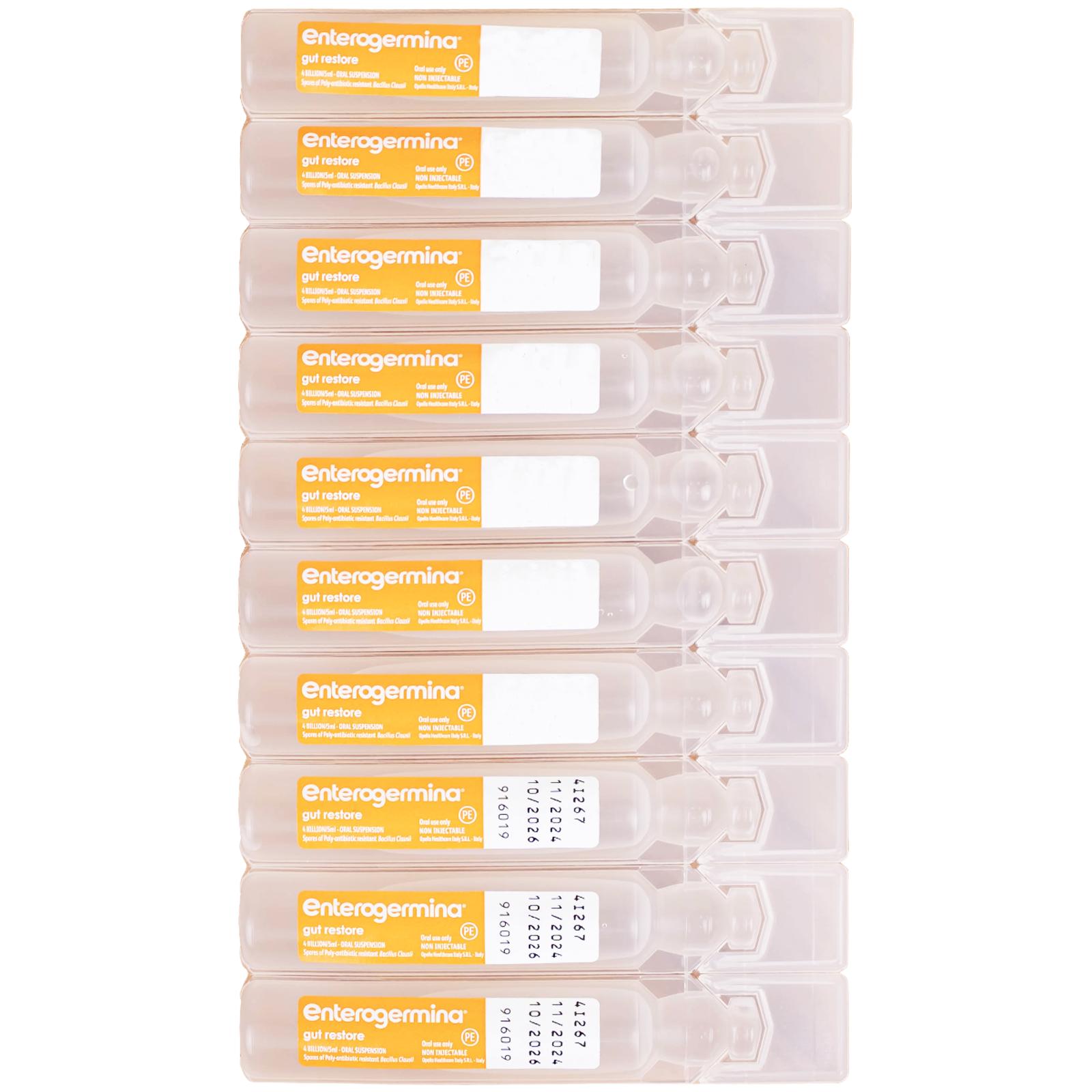 Hỗn dịch uống men vi sinh Enterogermina 4 tỷ/5ml trị rối loạn tiêu hóa cấp và mạn tính (2 vỉ x 10 ống)