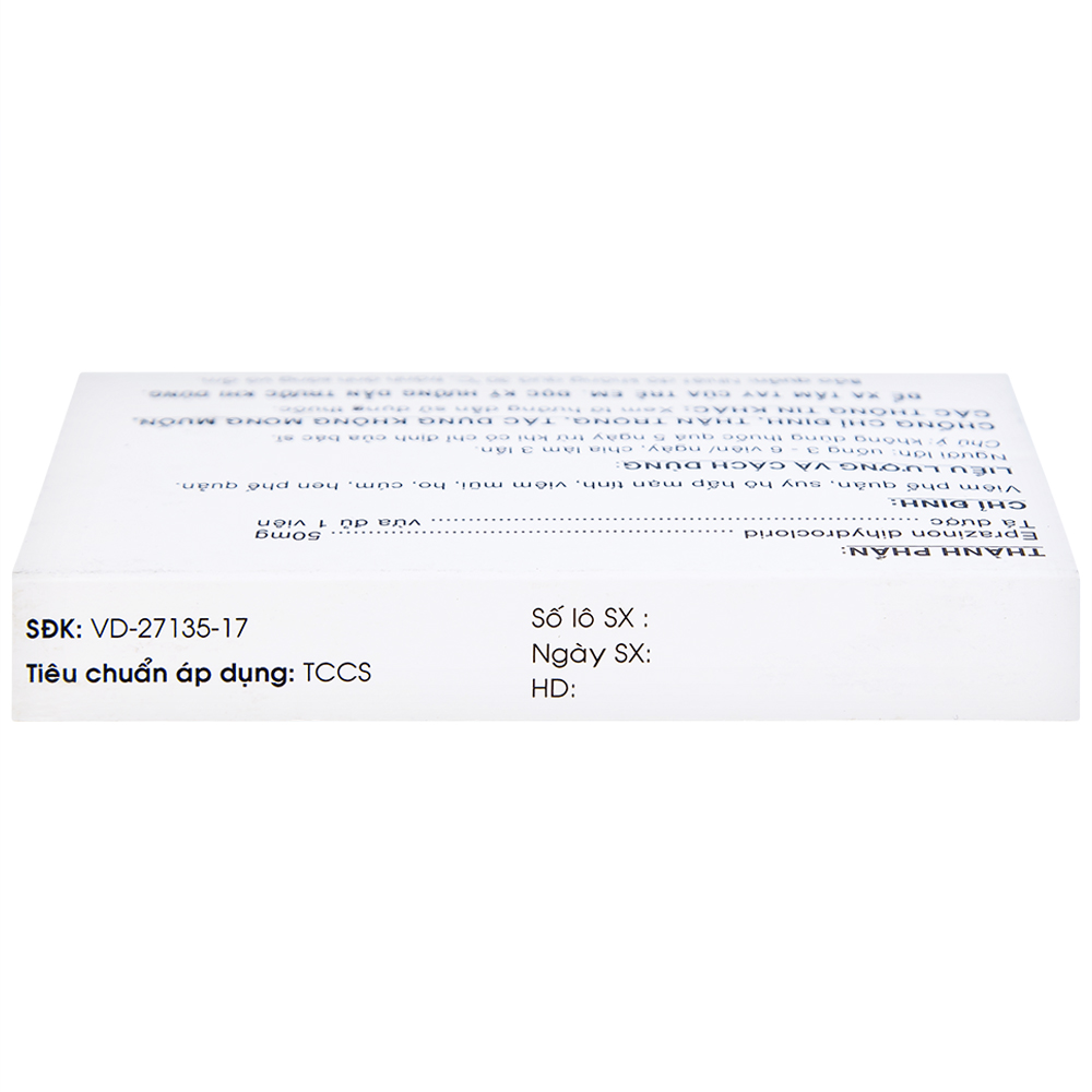 Thuốc Eprazinone 50mg Mebiphar điều trị viêm phế quản, suy hô hấp mạn tính (30 viên)