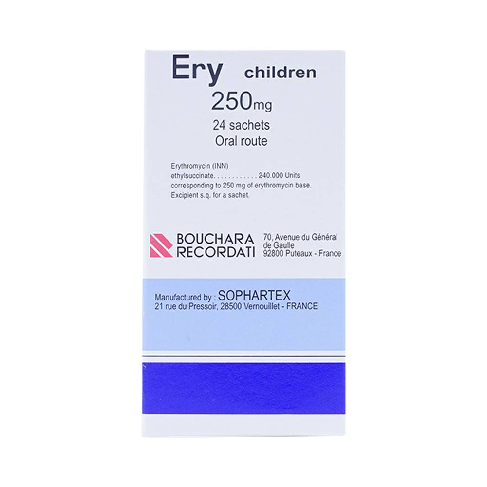 Cốm Ery Children Enfants 250mg Bouchara điều trị nhiễm khuẩn (24 gói)