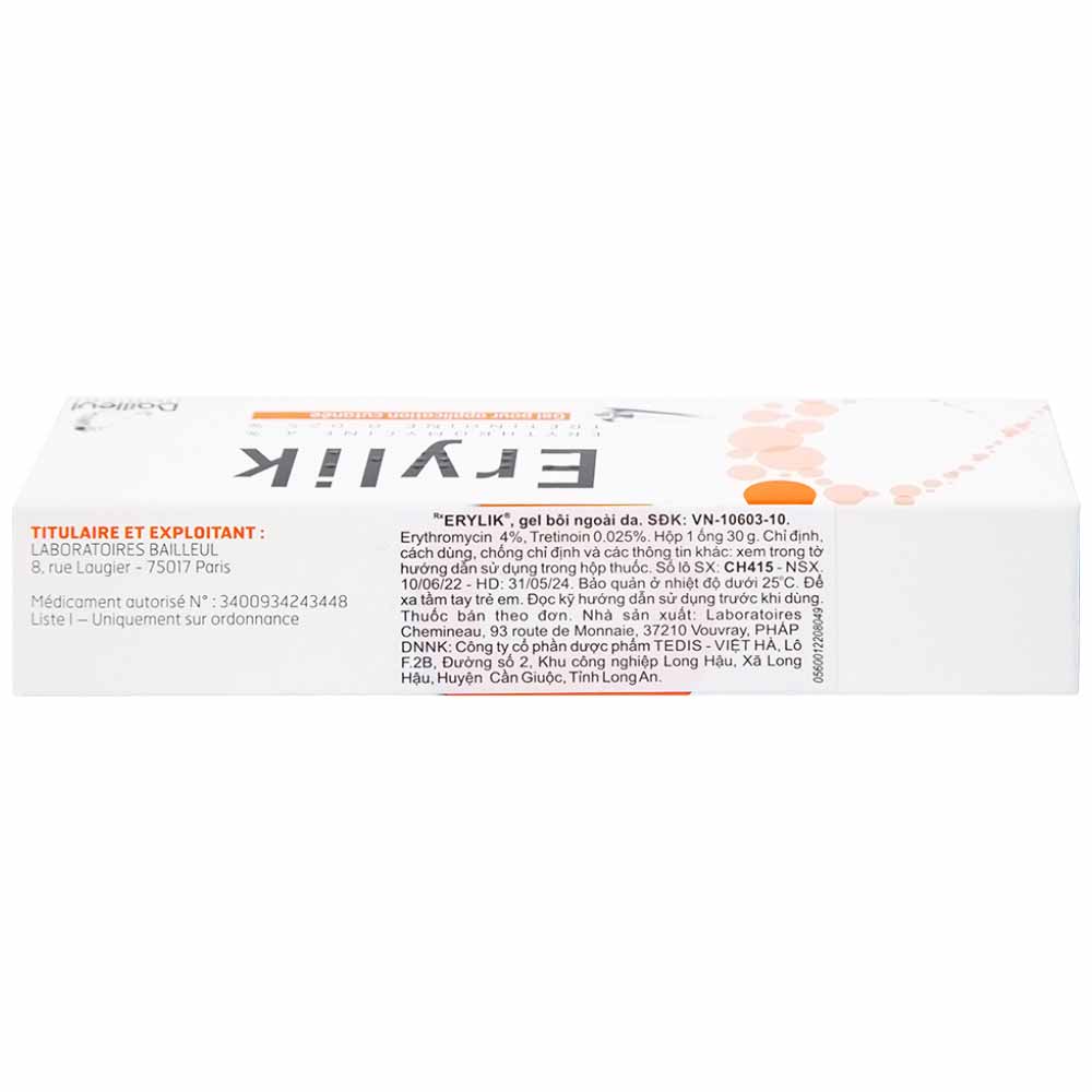 Gel bôi ngoài da Erylik điều trị tại chỗ mụn trứng cá mức độ trung bình (30g)