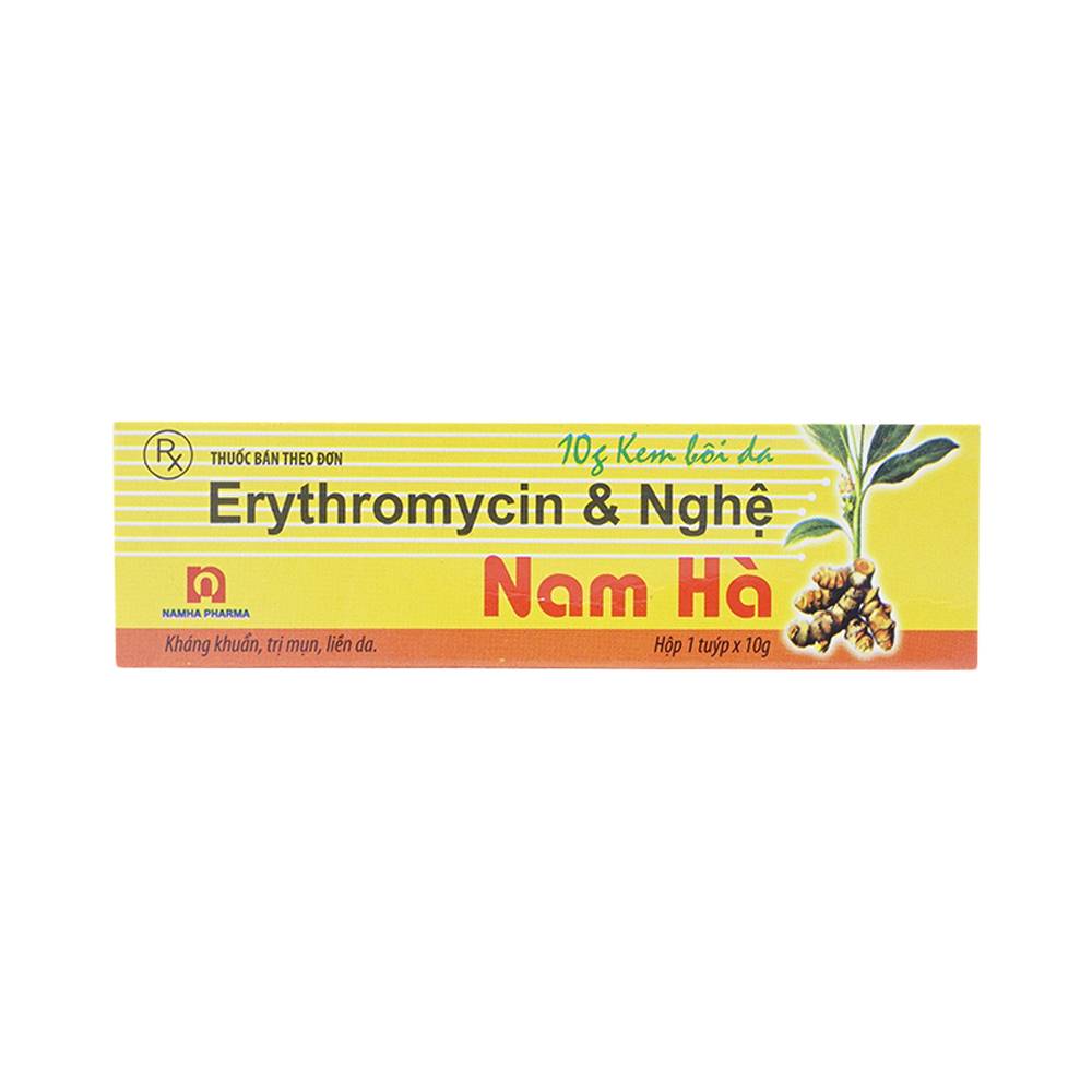 Kem bôi da Erythromycin &amp; Nghệ Nam Hà điều trị mụn nhọt, trứng cá (10g)