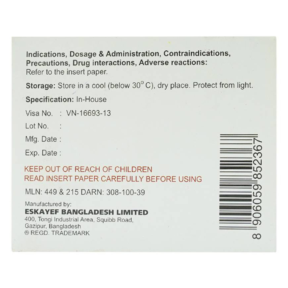 Thuốc Eskafolvit Capsule Eskayef phòng và điều trị bệnh thiếu máu do thiếu sắt (15 vỉ x 6 viên)