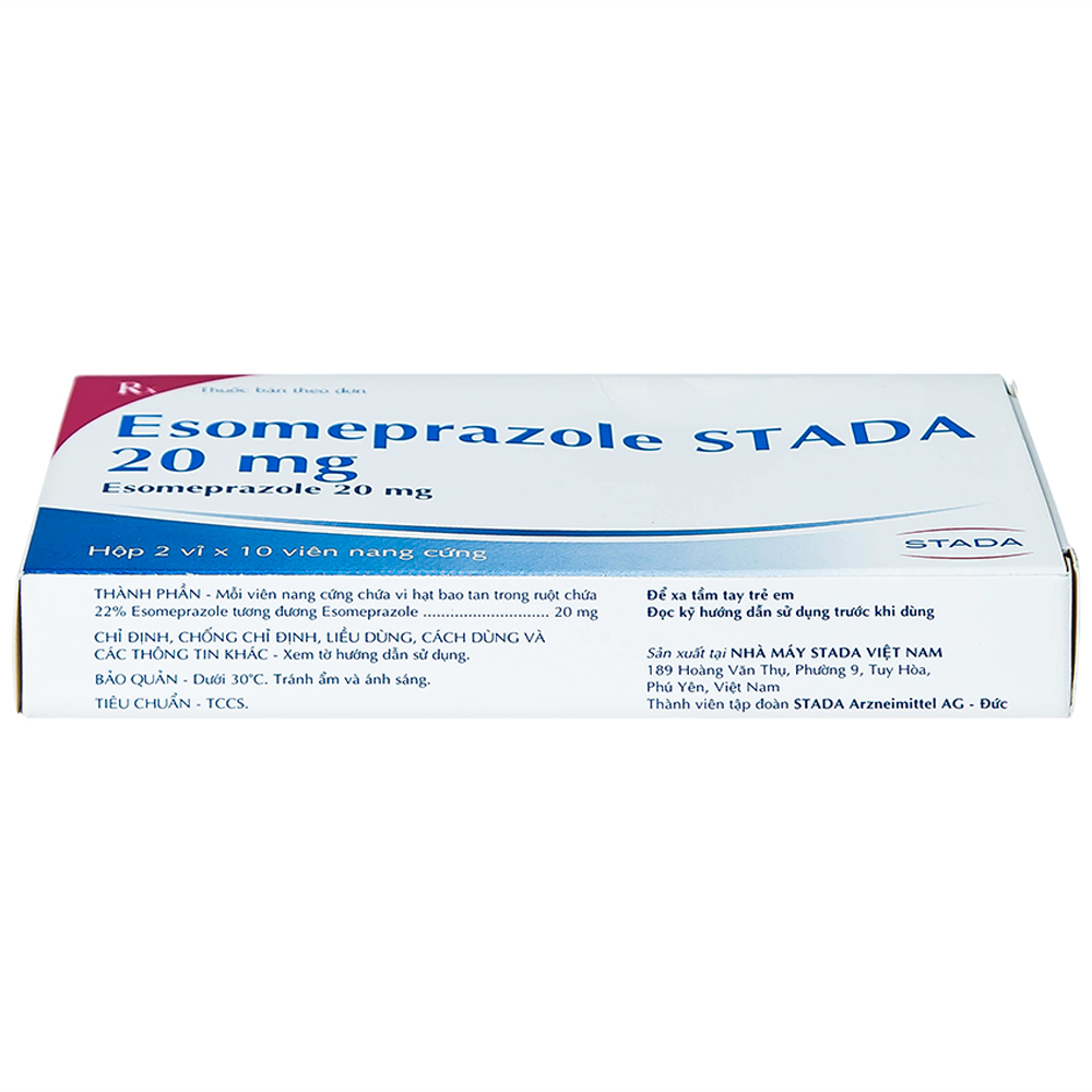 Thuốc Esomeprazole Stada 20mg điều trị trào ngược dạ dày, thực quản (2 vỉ x 10 viên)