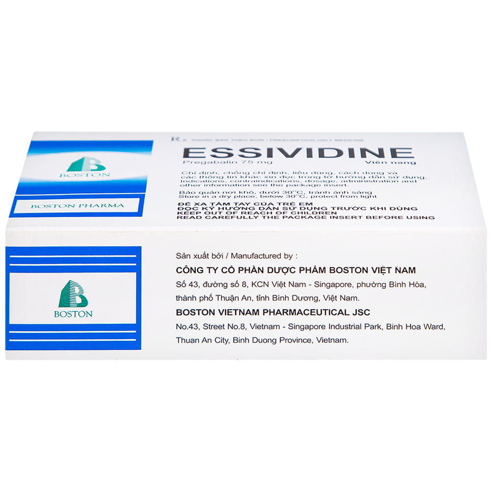 Thuốc Essividine Boston điều trị động kinh và giảm đau do thần kinh (4 vỉ x 14 viên)