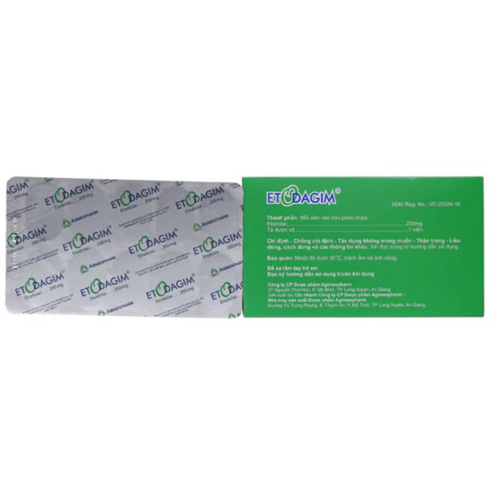 Thuốc Etodagim Agimexpharm điều trị viêm xương khớp, cơn gout cấp hay giả gout (10 vỉ x 10 viên)