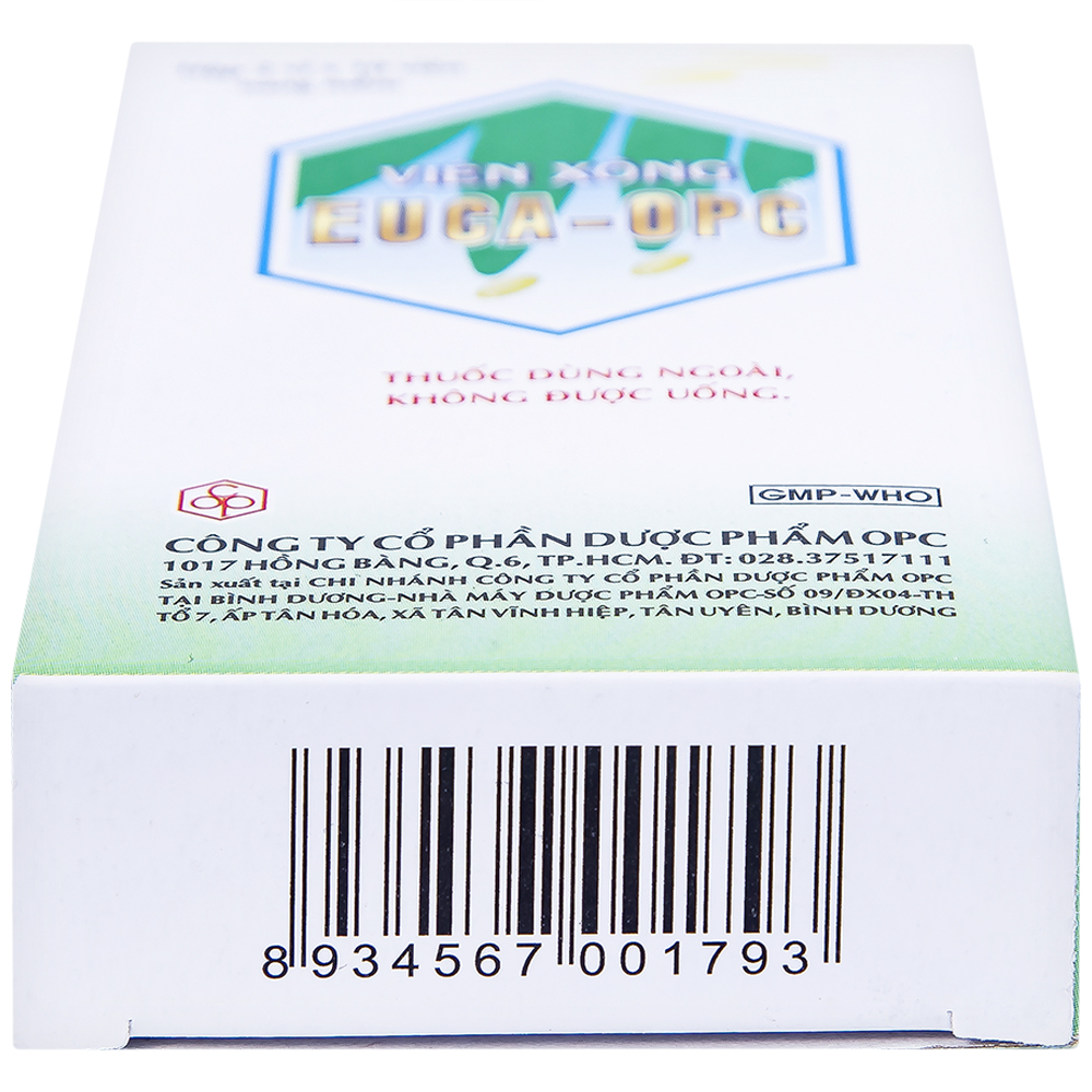 Viên xông Euca-OPC điều trị cảm mạo, cảm cúm, sát trùng mũi họng (2 vỉ x 10 viên)