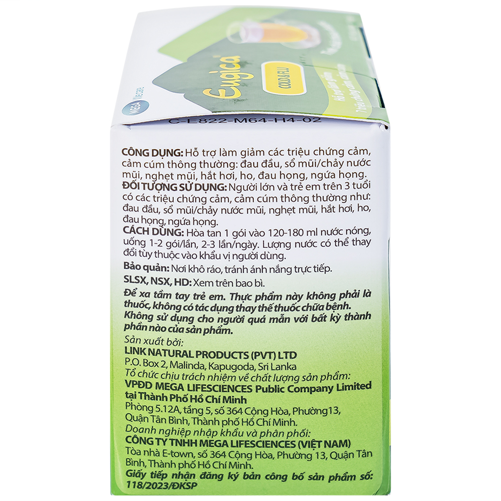 Cốm hỗ trợ làm giảm các triệu chứng cảm Eugica Cold & Flu Mega (10 gói)
