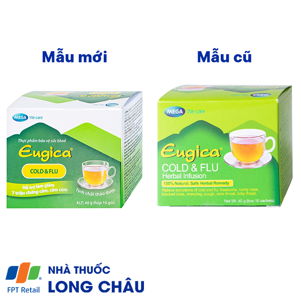 Cốm hỗ trợ làm giảm các triệu chứng cảm Eugica Cold & Flu Mega (10 gói)