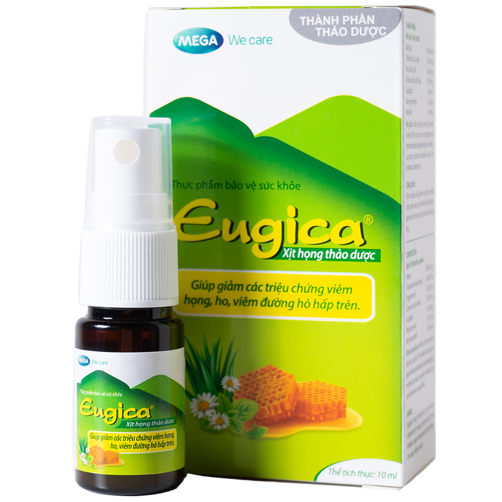 Chai xịt họng thảo dược giúp giảm ho Eugica Mega (10ml)