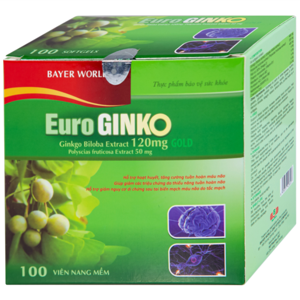 Viên uống hỗ trợ hoạt huyết, tăng cường tuần hoàn máu não Euro Ginko Gold HD Pharma (100 viên)