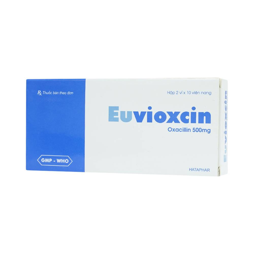 Thuốc Euvioxcin 500mg Hà Tây điều trị nhiễm khuẩn đường hô hấp (2 vỉ x 10 viên)