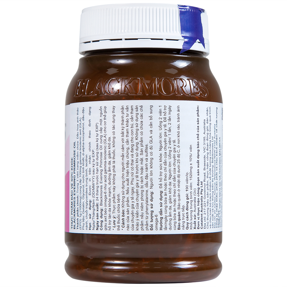 Viên hỗ trợ làn da khỏe mạnh Blackmores Evening Primrose Oil (190 viên)