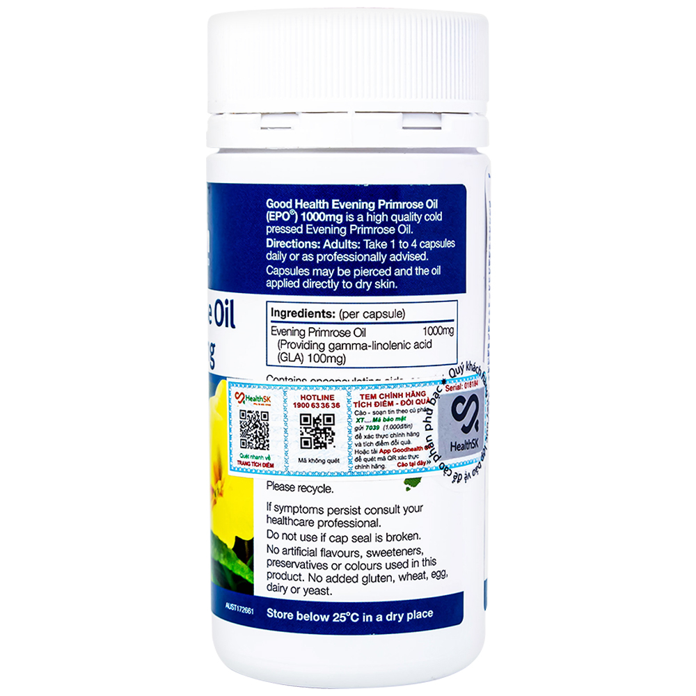 Viên uống cải thiện nội tiết tố nữ giúp da mịn Evening Primrose Oil (EPO) 1000mg GoodHealth (70 viên)